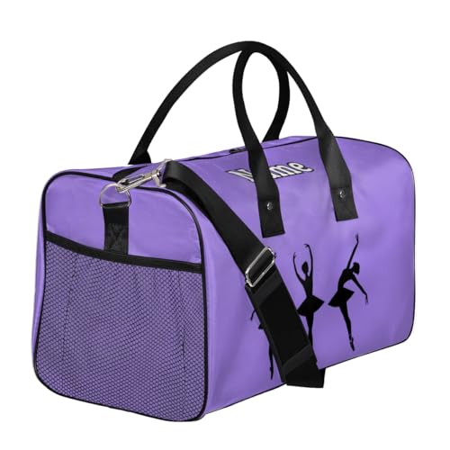 Personalized Dance Ballet Bag Custom Gym Sport Duffel Bag Customized Travel Weekender Overnight Bags for Women, Purple3
