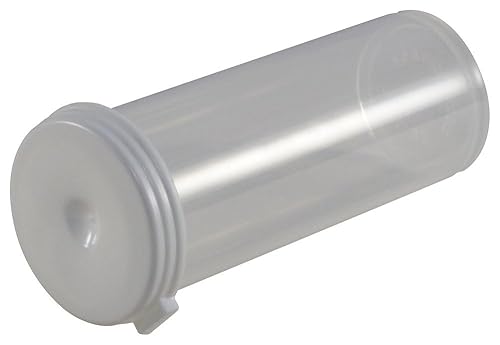 Caplugs Serie CVV-50 CVV Vial de plástico, paquete de 30, PP transparente natural con tapa blanca, tamaño de vial 5 drams, 0.63 onzas líquidas de
