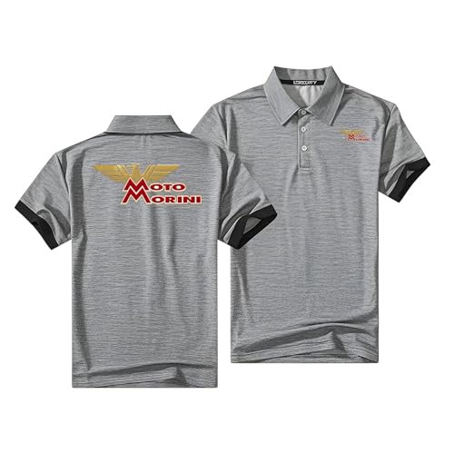 MGTERN Men's Po.lo Shirt Vintage Motorcycle Enthusiast Moto, Short Sleeve Breathable, for Everyday Casual Wear, Men(Grey,L)