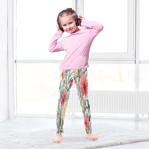 Bolaz Toddler Girls Leggings Printed Yoga Pants Leggings Pink Blue Yellow Flower for Kids4