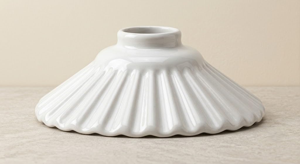 Ersatz-Lampenschirm aus weißer Keramik mit weißem Rand für Kronleuchter klassischer Landhausstil