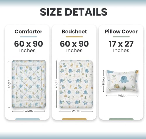 Image of VAS COLLECTIONS Single Bed Comforter Set 220 GSM Microfiber | Ultra Soft AC Comforter with Flat Bedsheet (60x90 Inches) & 1 Pillow Cover | 3 Pc Bedding Set (Elephant Print) | 3 Pc Bedding Set