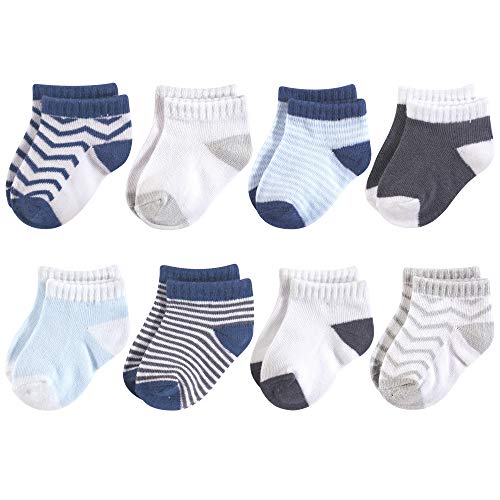 Luvable Friends Unisex Baby Fun Essential Socks, Gray Blue Chevron, 0-6 Months