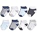 Luvable Friends Baby Basic Socks, Gray Blue Chevron 8Pk, 0-6 Months