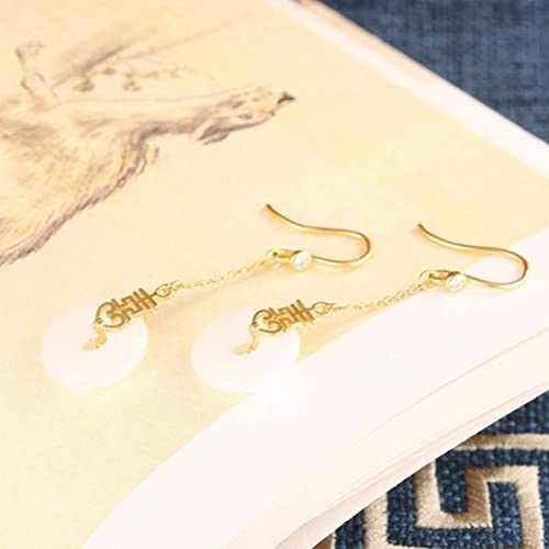 Boucles d'oreilles S925 et jade blanc de néphrite, bijoux d'exception