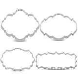 LILIAO Plaque Cookie Cutter Set Frame Fondant Biscuit Cutters for Wedding - 4 Piece - Stainless...