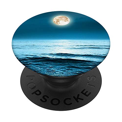 Sea Moon Night Pop Mount Socket Ocean Art Olas de trabajo azul PopSockets PopGrip Intercambiable
