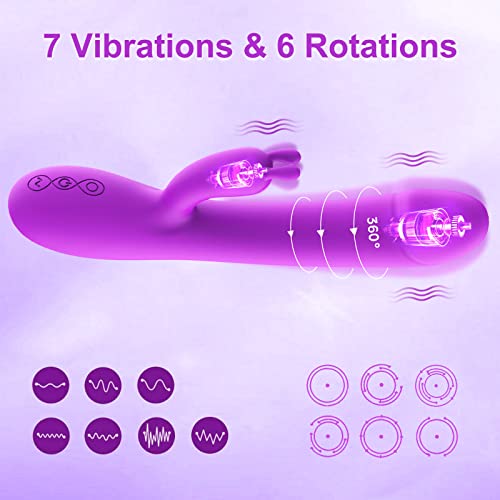Rotating Clitoral Rabbit Vibrator For Women Pleasure: Dildo Vibe G Spot Adult Sex Toy With Bunny Ears 7 Vibrations 6 Rotations, Waterproof Vaginal Stimulator For Beginners Couples (Rotating) #TOP1