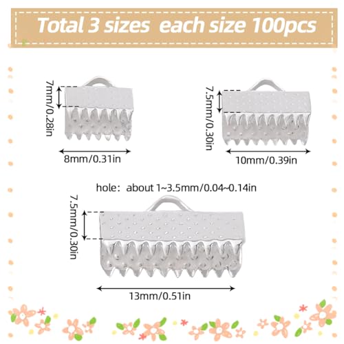 SUNNYCLUE 1 Box 300Pcs Ribbon Ends Ribbon End Clasps Ribbon Clasps Pinch Cord End Clasps Fastener Clasp Ribbon Clamp End Clamp Cord Ends for Jewellery Making Accessories DIY Bracelet Leather Bookmark - Image 2