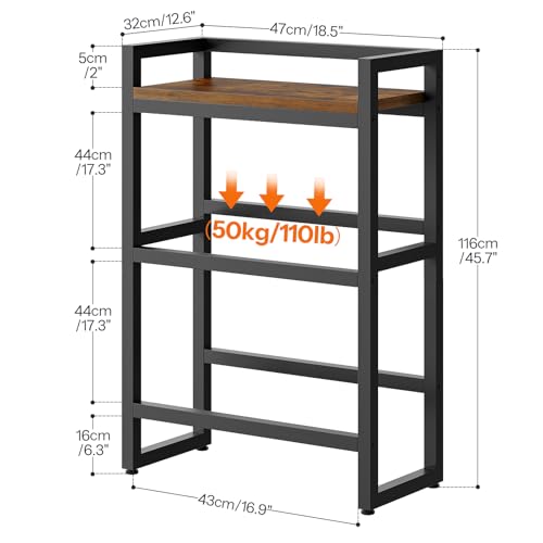 HOOBRO Getränkekistenregal 3-stöckiges für 2 Kisten, Getränkeregal, Kistenregal, Tragkraft 50 kg/Etage, Metallgestell, für Küche, Garage, Laden, Vintagebraun und Schwarz EBF102CJ01