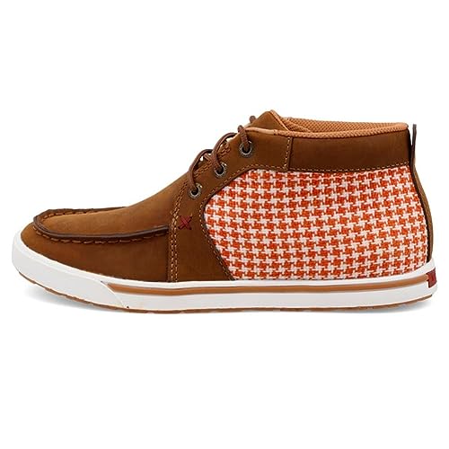 Twisted X Coup de pied pour femme avec doublure ecoTweed – Tissu en cuir pleine fleur avec design textile tendance – Ébrancheur à capuche conçu avec doublure ecoTweed, Selle vieillie et orange, 37 EU