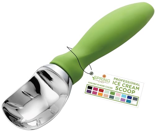 Spring Chef Ice Cream Scoop with Comfortable Handle, Professional Heavy Duty Heavy Duty Kitchen Tool for Cookie Dough Gelato