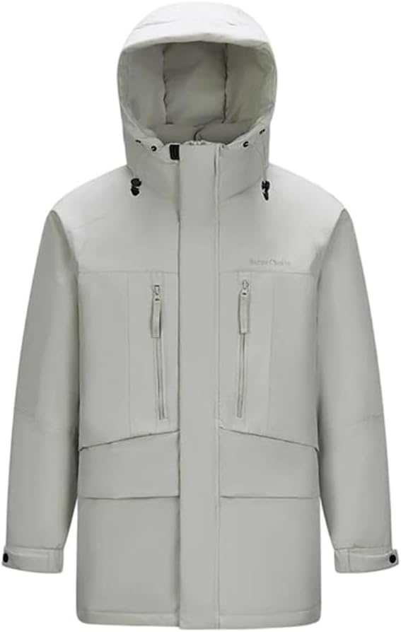Men's Mid Length Hooded Down Jacket Sport Style Warm Outerwear Winter Coat