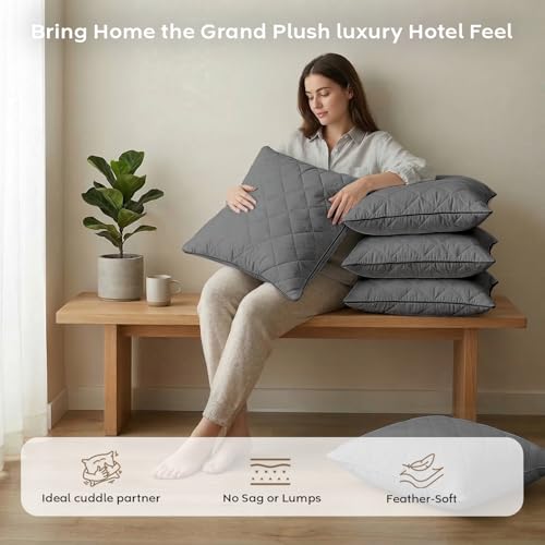 Image of AYKA Microfiber Cushion Filler Set of 5 (16 x 16 Inch) | Soft & Fluffy Sofa Cushions Inserts | Premium Polyester Fiber Throw Pillows for Sofa, Couch, Bed & Living Room Decor | Grey