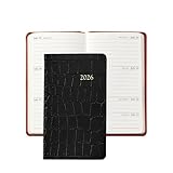 Graphic Image 2026 Black Embossed Croco 5in Pocket Datebook in Fine Leather (tm) - 3x5, PJ5MRBLCROBLK