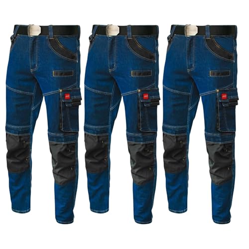 Art.Master 3er Pack Arbeitshose Jeans Herren Blau Größe XL - Stretch...