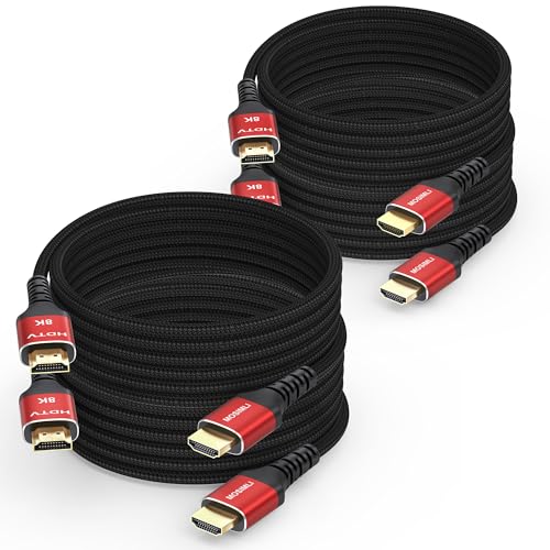 8K HDMI Cables 10 FT 4-Pack, HDMI 2.1 Gaming Cord, Support 8K@60Hz, 4K@120Hz, Dynamic HDR10+, SBTM, VRR, QFT, ALLM, 3D, HDCP 2.3 for PS5, Xbox, Nintendo Switch, TV, PC, Monitor, Graphics Card