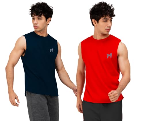 Image of Solid Sleeveless Cotton Regular Fit Mens Stylish Top Tanks Vest T-Shirt (Combo Pack of 2)