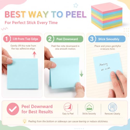 Image of Fainne 240 Pack Sticky Notes Bulk 3x3 Multicolor Self Stick,Simple Color