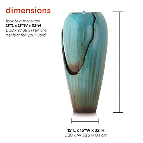 Alpine Corporation Dig100Xs W/Led Light Water Jar Fountain, 32 Inch Tall, Turquoise #TOP2