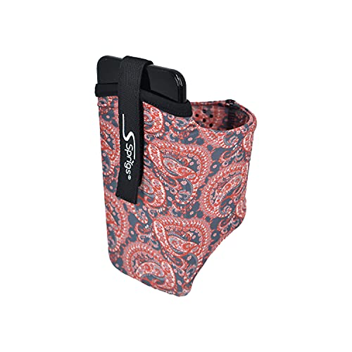 Sprigs Phone Armband Sleeve for iPhone 12/11/x/8/7/6 Plus, Galaxy S7/S6, Google Pixel 5 4XL. The Lightest & Most Comfortable Running Armband Fits All Phones with Case for Women & Men - Red Paisley