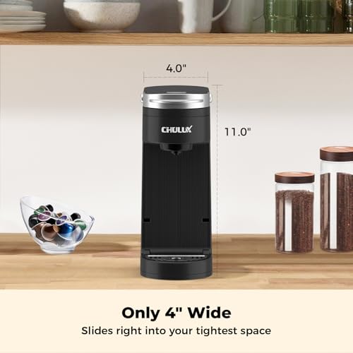 Image of CHULUX Slim Single Serve Coffee Maker for K Cup, Fast Brewing, Matte Black