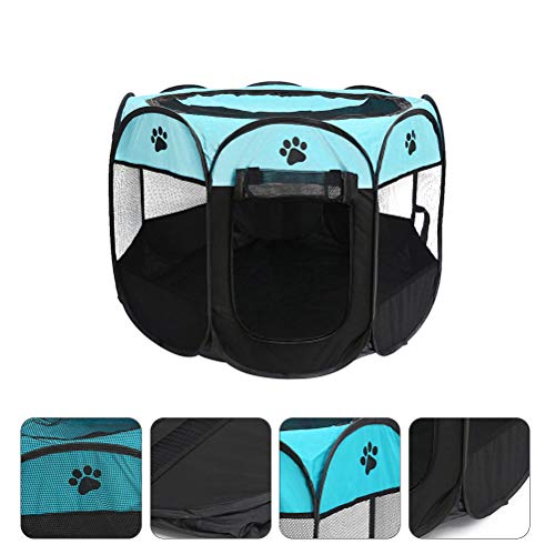 Tenda dobrável externa para sala de parto de gatos fechada (azul e preto S: 72 × 72 × 45cm)