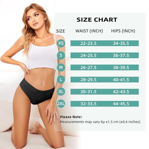 Image of voenxe Seamless Women Underwear Thongs,High Waisted Cut No Show Ladies Panties,Breathable Comfortable Briefs Undies,5-Pack Black, X-Large