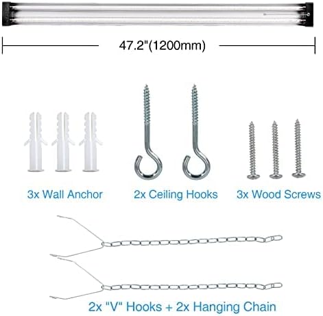 ZJOJO Linkable LED Shop Light for Garage, LED Shop Light 4FT with Pull Chain (ON/Off), 3000K/4000K/5000K, 42W 4800LM Bright LED Shop Lights with 5 Year Warranty for Workshop Office Warehouse-1Pack