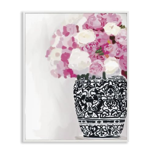 Soft Pink Carnation Vase Floral, 11 x 14 Inch Framed Giclée Print