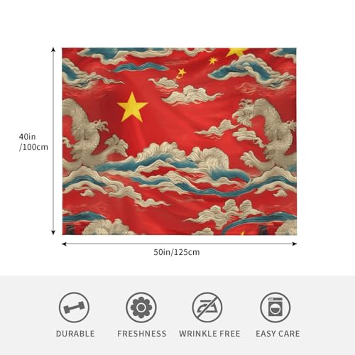 Couverture drapeau chinois douce chaude et légère jeté de lit compact 127x101 cm - 6