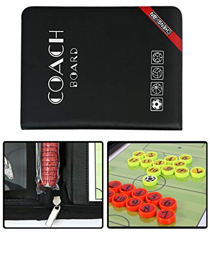 Joyeee Football Soccer Magnetic Clipboard Tactics Folder Coach Board With Dry Eraser, Paper, Marker Pen, Magnets - Football Soccer Coaching Board Tactic Board Strategy Clipboard Kit #1 #TOP5
