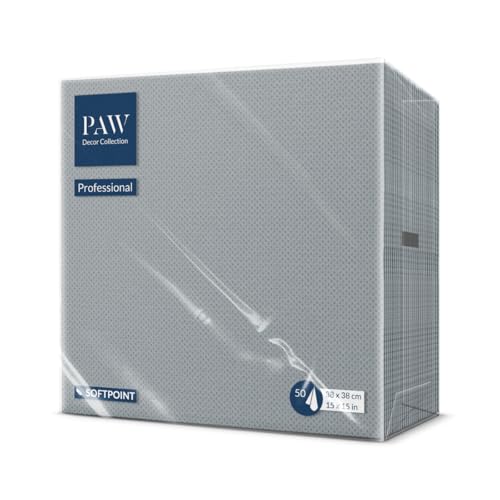 PAW Lot de 50 serviettes de table Soft Point (38 x 38 cm), douces et robustes, idéales pour un...