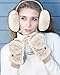 Jeere 2 Pcs Winter Ear Muffs Mittens Set Faux Fur Flip Mittens Fuzzy Cute Fluffy Earmuffs Convertible Warm Gloves for Women(Beige)