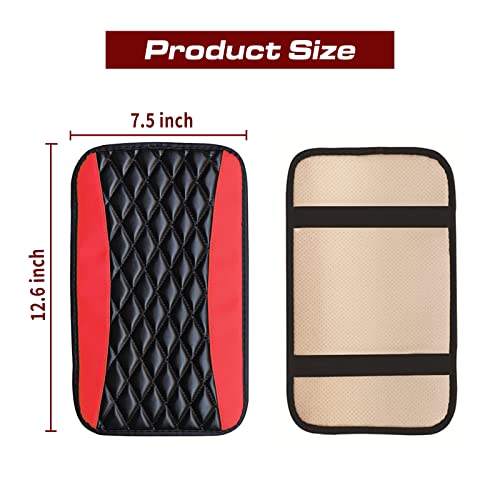 Qodolsi 1 Pc Car Center Console Cover, Universal Waterproof Pu Leather Car Armrest Seat Box Cover Protector, Anti Slip Center Console Pad For Most Vehicle, Suv, Truck, Car (Red) #TOP1