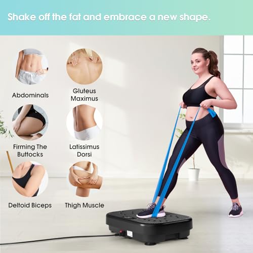 SoftGym Vibration Plate Exercise Machine for Lymphatic Drainage,Power Vibrate Stand Shake Board 450 Lbs Capacity Whole Body Workout Waver with Resistance Bands Weight Loss Gifts for Women Men-Black by SoftGym - Image 3