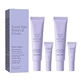 Facial Hair Removal Cream for Women, Ladies Body and Face Hair Remover Cream for Sensitive Skin, Upper Lip, Chin & Cheeks + Calming Serum, 8-Minute Fast Acting Gentle Painless Depilatory Creams kit