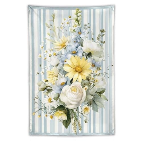 Tapisserie marguerites jaunes Jubonexis en polyester floral décor mural de chambre 101x152 cm