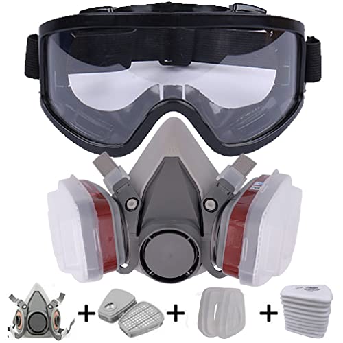 HUWEIJIA Protective Dustproof 6200 Masque à gaz industriel demi-face avec verres anti-buée et filtres de sécurité (lot de 16 en 1) Cover