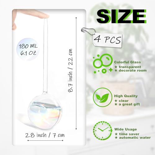 Pynqdfu PD33PT 4 Pcs Plant Watering Globes,Rainbow Gradient Glass Watering Devices,Self Watering Planter Insert Plant Accessories For Indoor,Outdoor,Flowerpot,Hanging Plants,Home Garden,8.7 Inch L×2.8 Inch D thumb #1