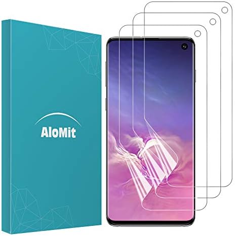 AloMit Samsung Galaxy S10 Screen Protector [3-Pack] [Support Fingerprint Sensor] [NOT for S10+][Case Friendly] [Bubble-Free] [Dry Applied] [NOT GLASS] Plastic for Samsung Galaxy S10