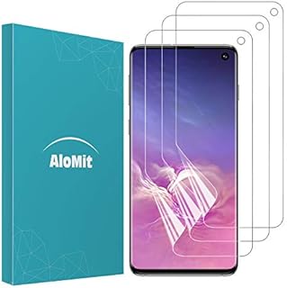 AloMit Samsung Galaxy S10 Screen Protector [3-Pack] [Support Fingerprint Sensor] [NOT for S10+][Case Friendly] [Bubble-Free] [Dry Applied] [NOT GLASS] Plastic for Samsung Galaxy S10