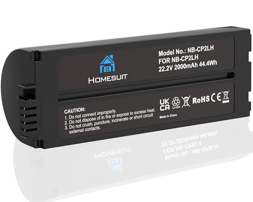 Homesuit NB CP2L   Batería para impresora fotográfica Canon NB CP1L CP2L Selphy CP1500, CP1300, CP1200, CP910, CP900, CP820, CP810, CP800, CP520, CP510, CP500, CP100 (1 unidad)