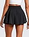 CRZ YOGA Tennis Skirts for Women Crossover High Waisted Ruffle Layered Workout Athletic Golf Skort with Pockets Black XX-Small
