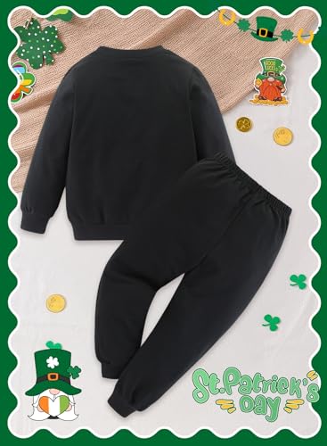 Toddler Girl St Patricks Day Outfit - Kids Irish Clover Shamrock Long Sleeve Sweatshirt Pants Set Sweatsuit Clothes2