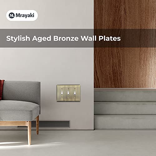 Mrayaki Wall Plate Duplex Outlet Covers, Light Switch Cover - Decorative Electrical Outlet Cover Plate Variety of Styles: Decorator/Duplex/Toggle/Combo, Antique Brass (3 Gang Toggle 1 Pack) — view 6