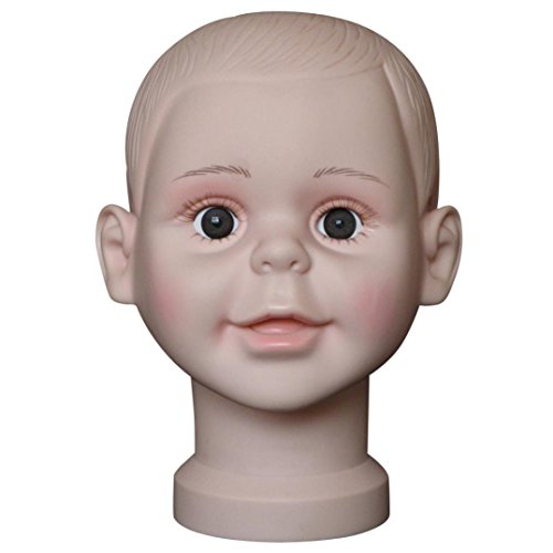 tefamore simulazione bambino testa parrucca testa manichino finestra di visualizzazione, PVC Make Up pratica modello testa Dummy della parrucca Occhiali Cappello Display Stand grande