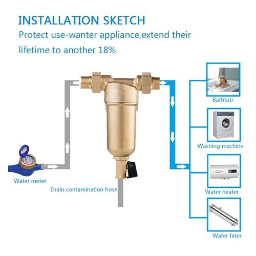 Prefiltro de agua caliente para el hogar: purificador de latón eficiente 25M 4