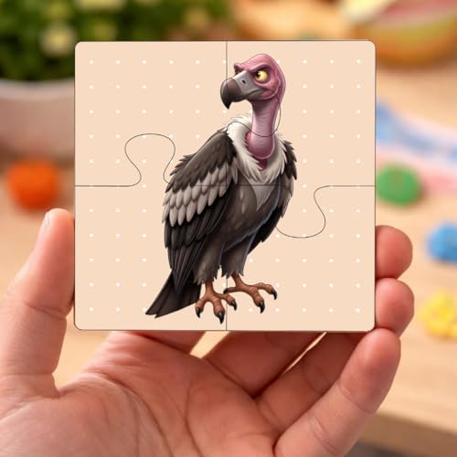 Image of Wooden Jigsaw Puzzle Set of 6 for Kids | Pack of 6 Puzzles with 4 Pieces Each | Learning Toy for 2 3 4 5 Year Old Boys & Girls (Birds Theme)
