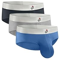 Real Men Bulge Enhancing Pouch Unterwäsche für Herren - 1 oder 3er Pack Set - Modal Boxershorts ABCD Pouch, C Pouch 3er Pack Blue Gunmetal Grey Heather Grey, Medium